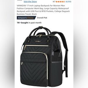 Black Quilted Laptop Bag with Padded Straps